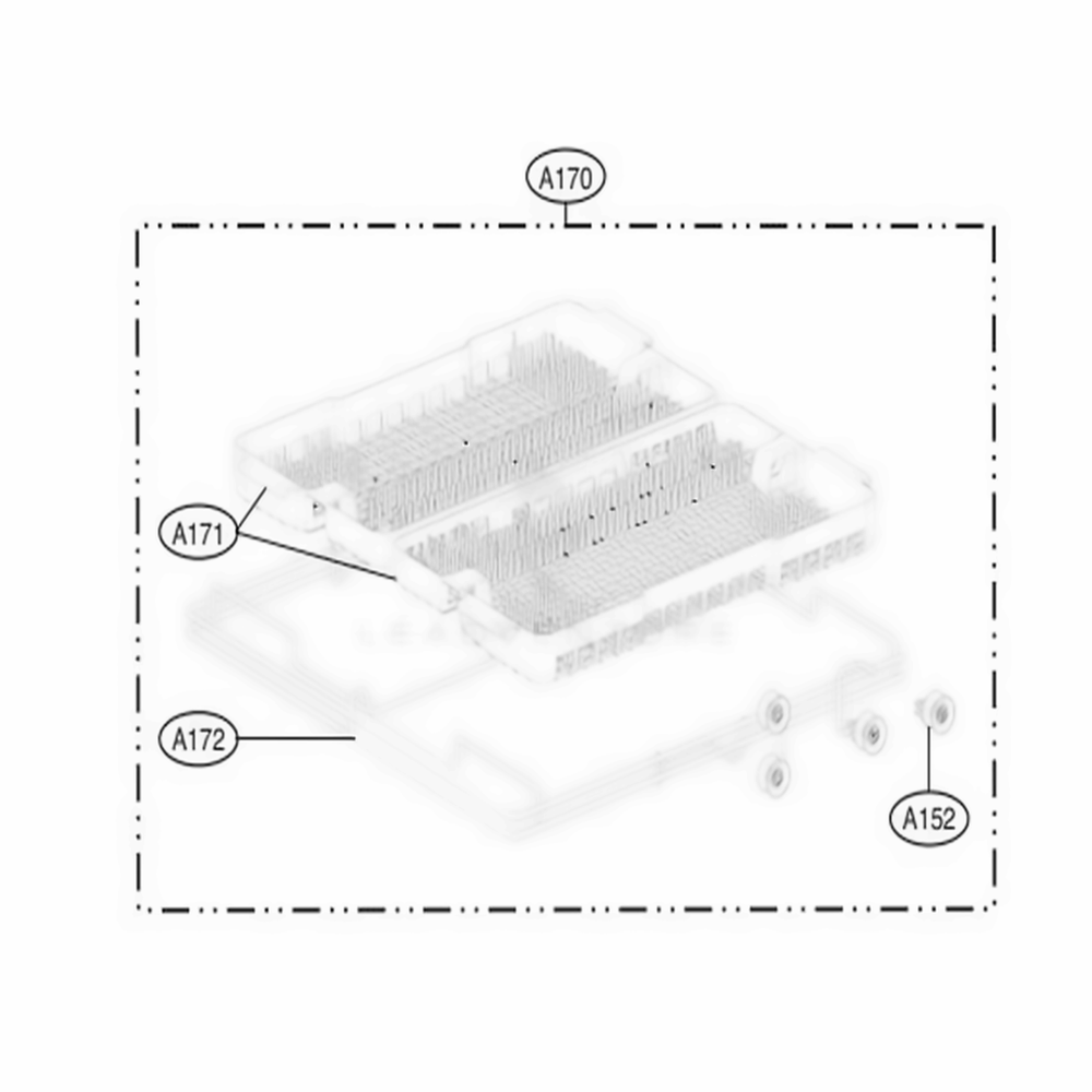 Cutlery Rack Assembly Diagram and Parts List for 14693 ASTESEU LG Dishwasher