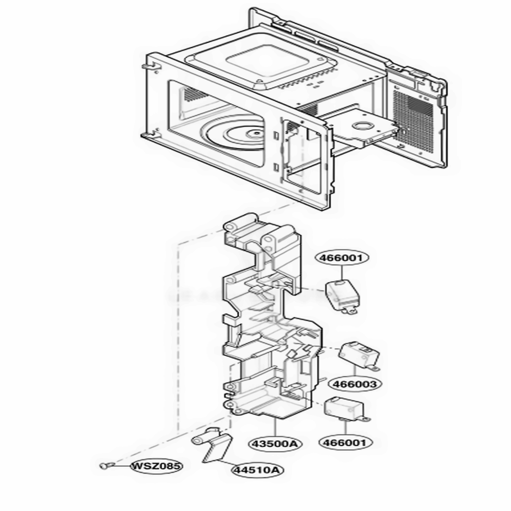 Latch Board Parts Diagram and Parts List for MAL783W KW1EGSE LG Wall Oven