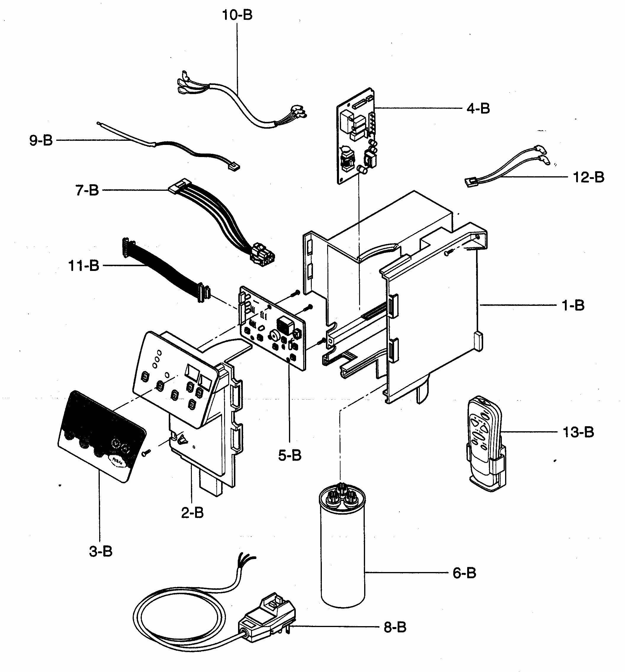 Control Box Assy Diagram and Parts List for 58075130500  Kenmore Air Conditioner