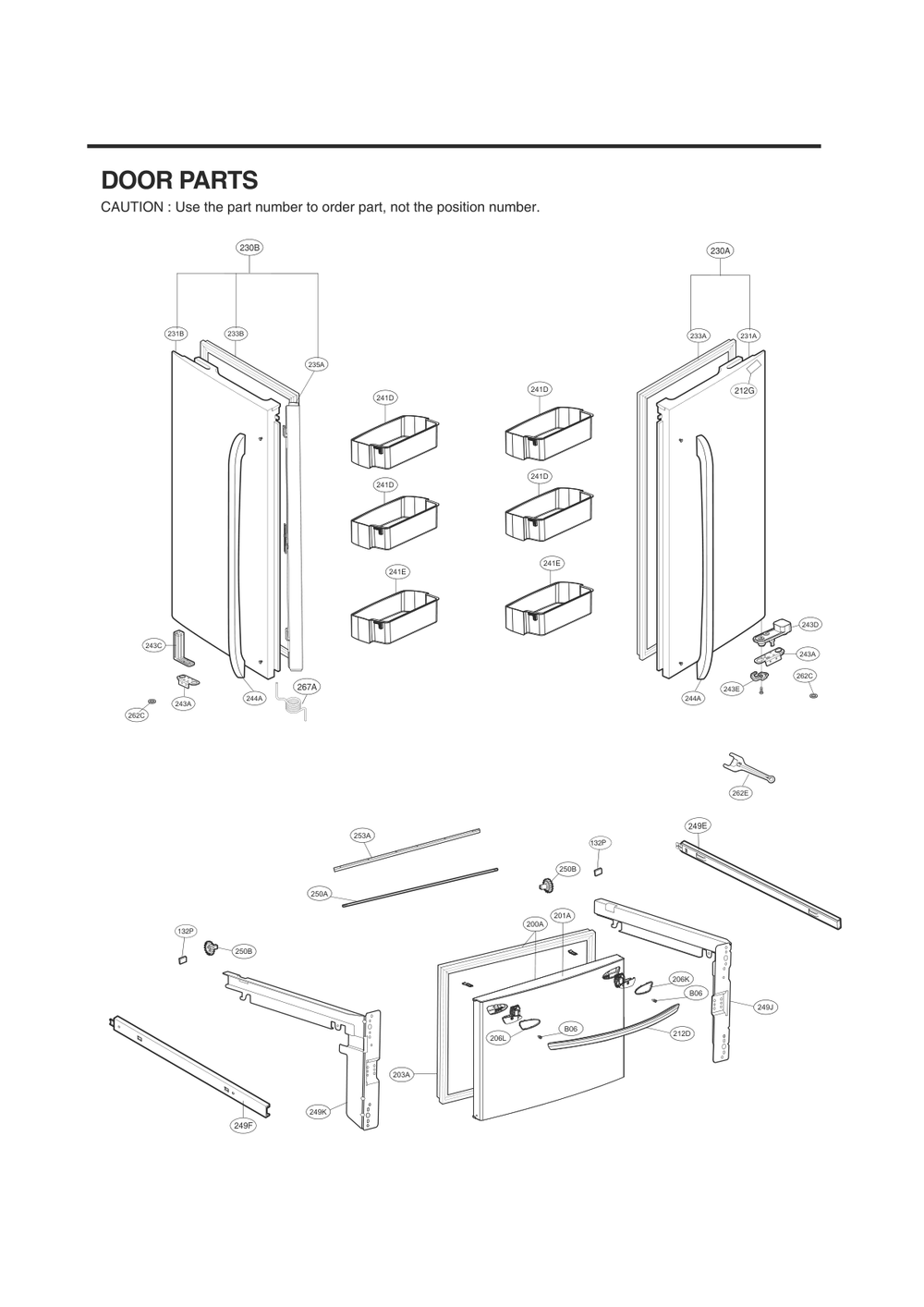 Door Parts Diagram and Parts List for GC-B288GQNP ASWCNA3 LG Refrigerator