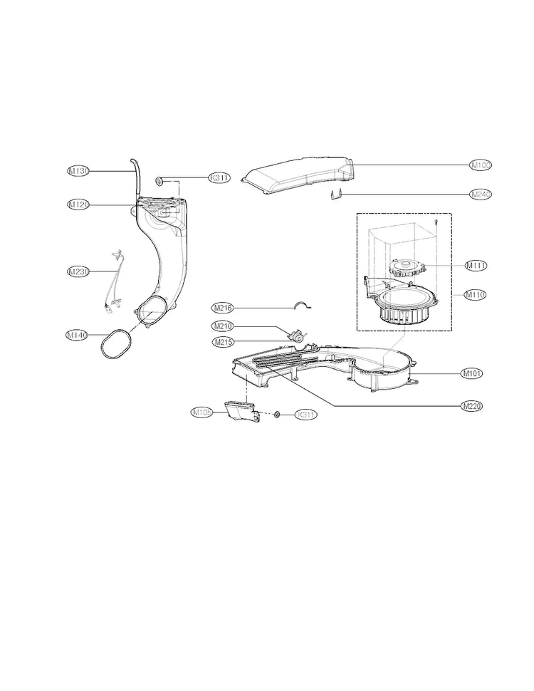 Dryer Parts Diagram and Parts List for WM3431HW01  LG Washer