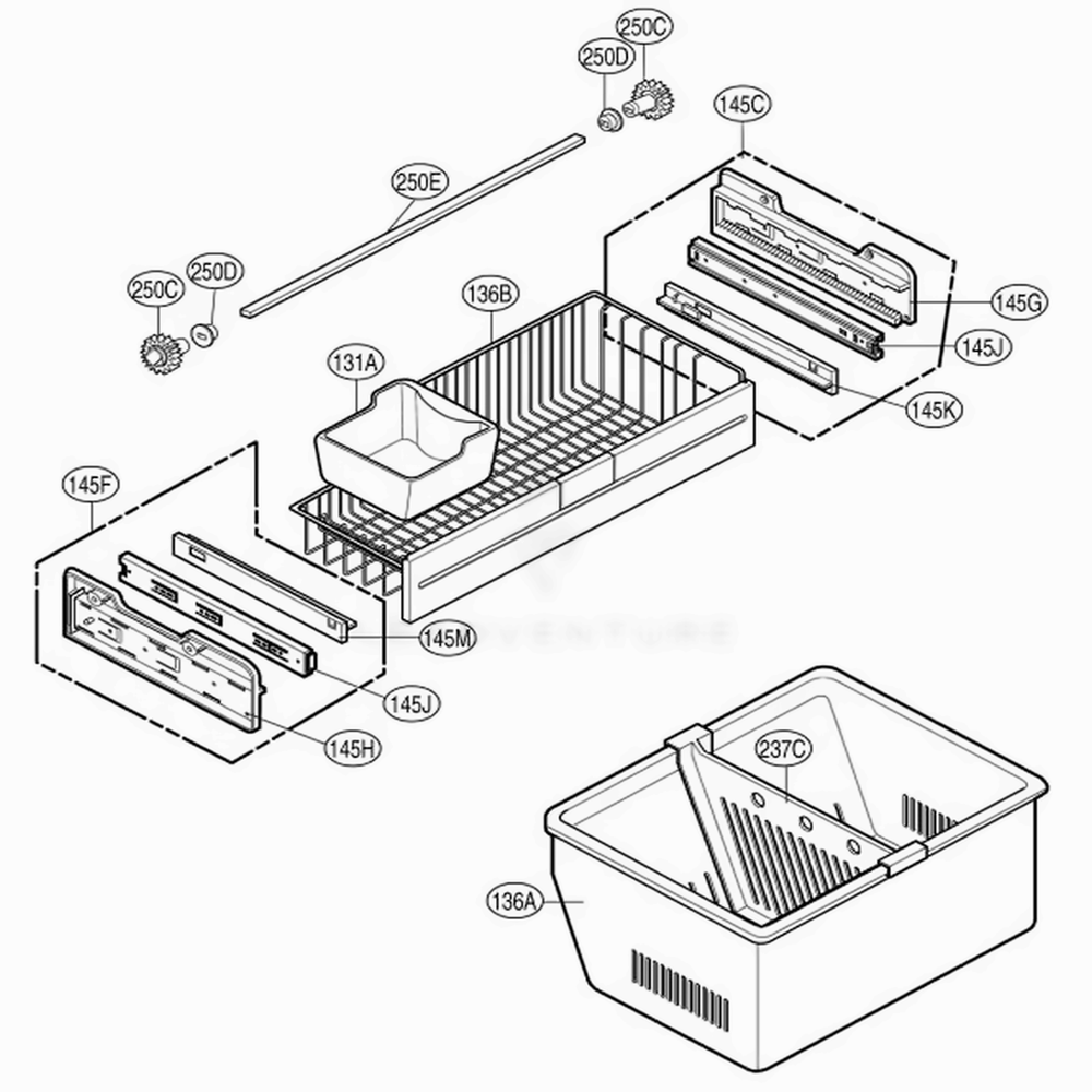 Freezer Parts Diagram and Parts List for 79737 ABS3SER LG Refrigerator