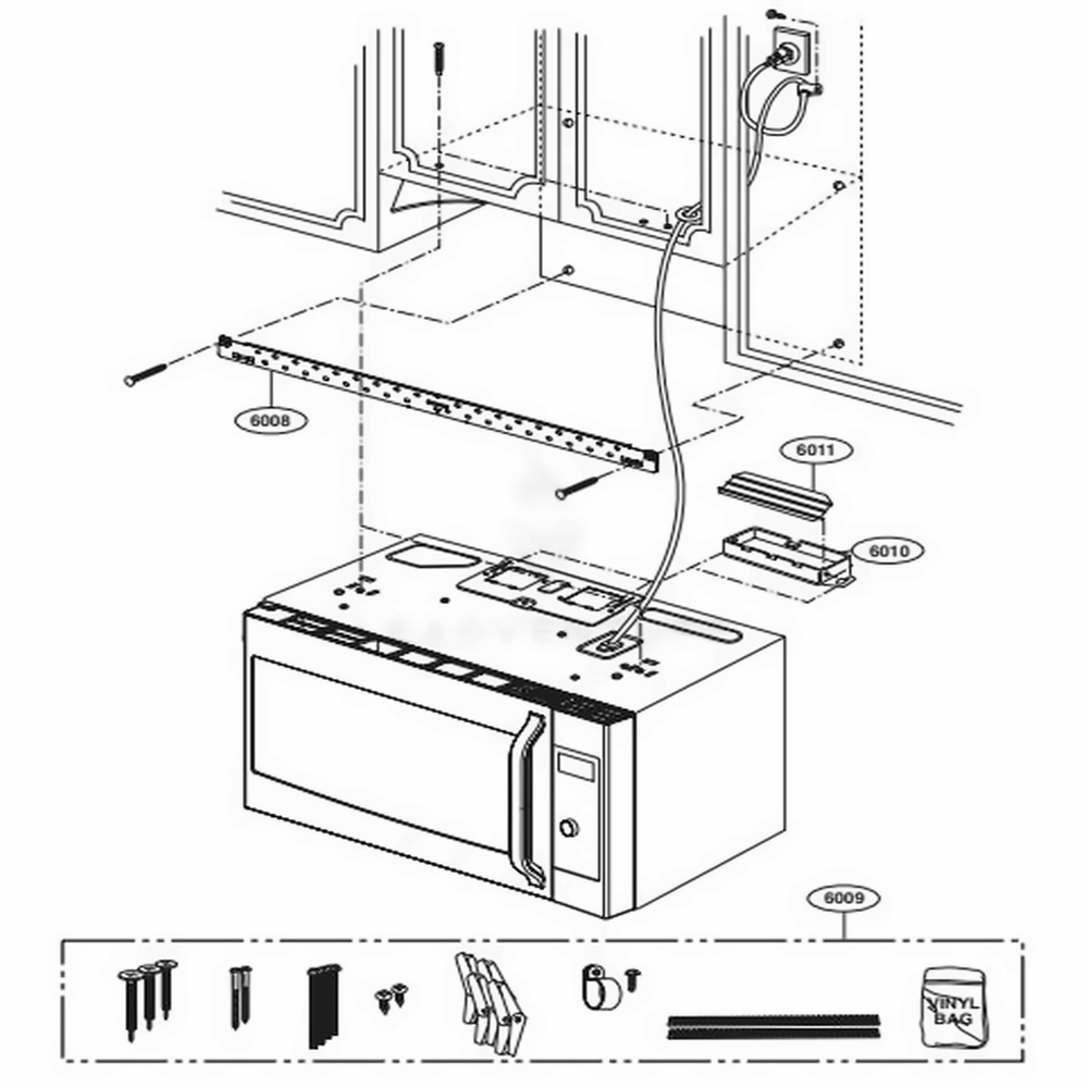 Installation Parts Diagram and Parts List for LSMC3086SS CFSESTD LG Range