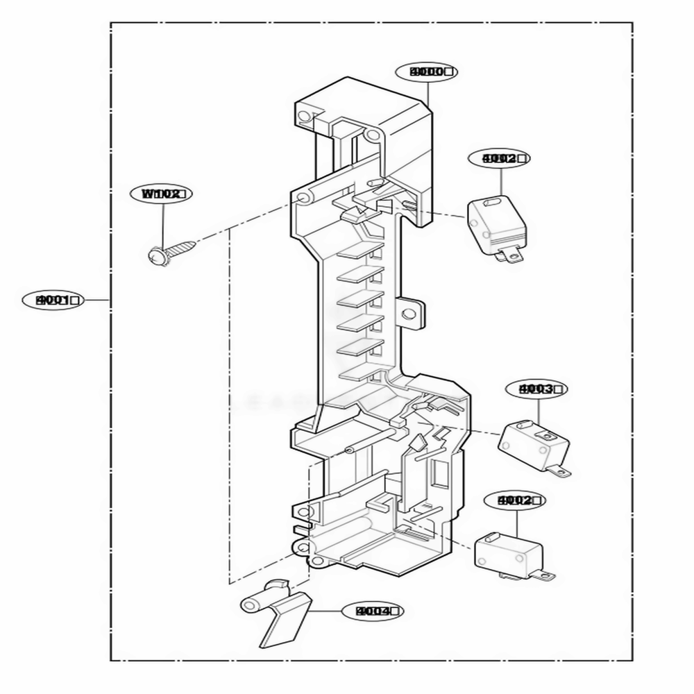 Latch Board Parts Diagram and Parts List for 64662 AW1ESEA LG Range