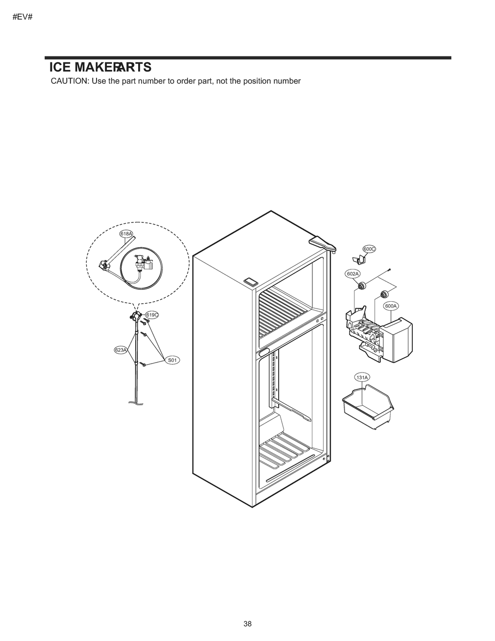 Ice Makerrts Diagram and Parts List for GM-U652GQDP ASWCSE2 LG Refrigerator
