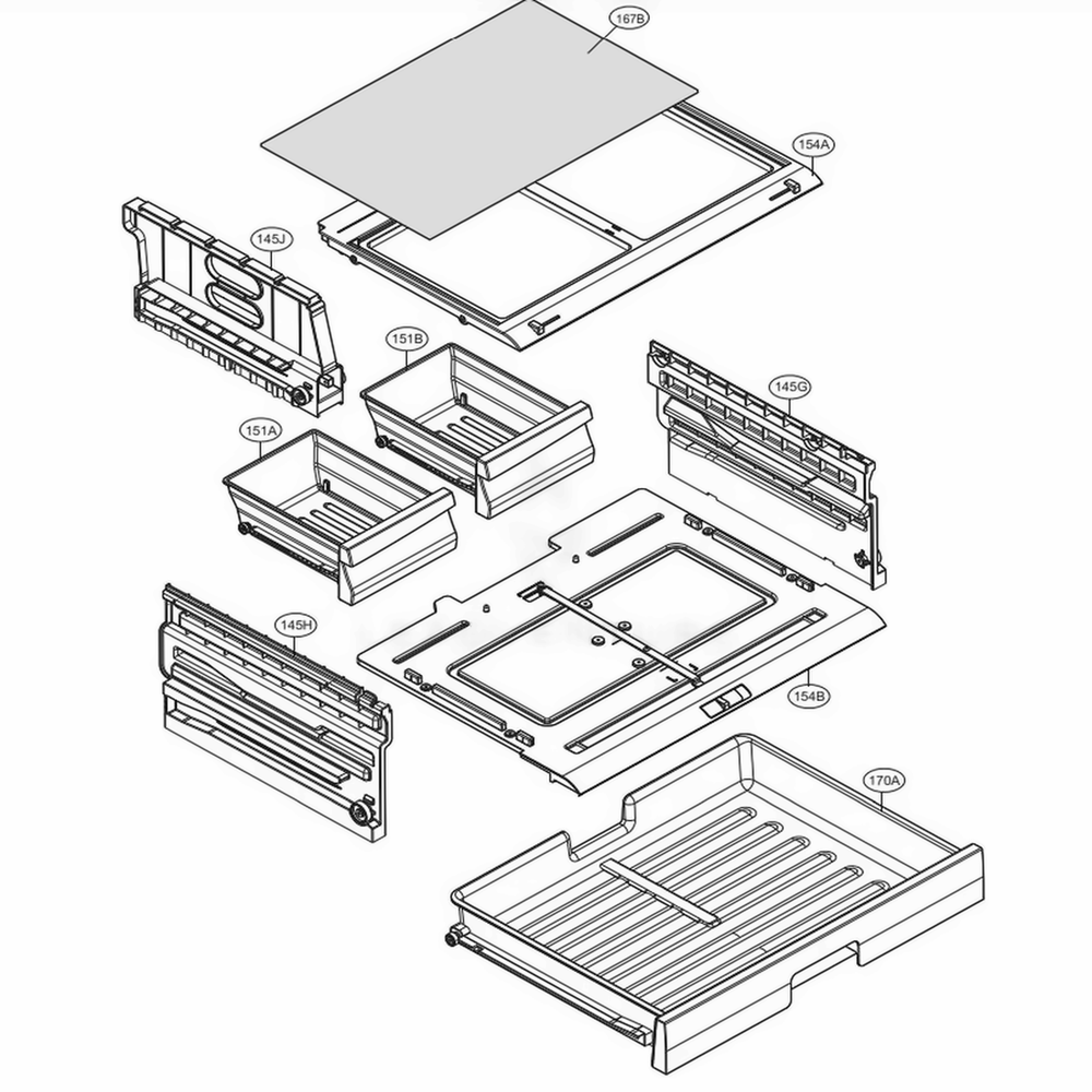 Refrigerator Parts - Pantry Diagram and Parts List for 72123 ASTCSE0 LG Refrigerator