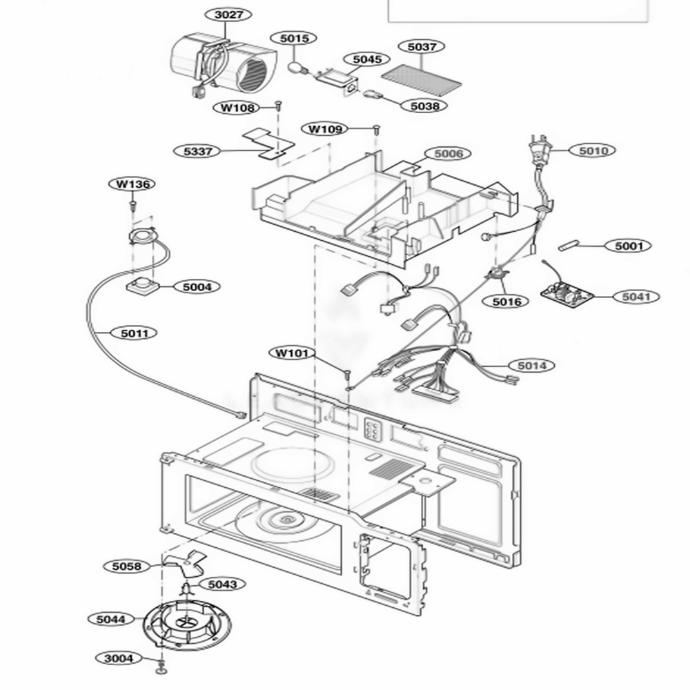 Interior Parts 3 Diagram and Parts List for 62644 ABSESEA LG Range