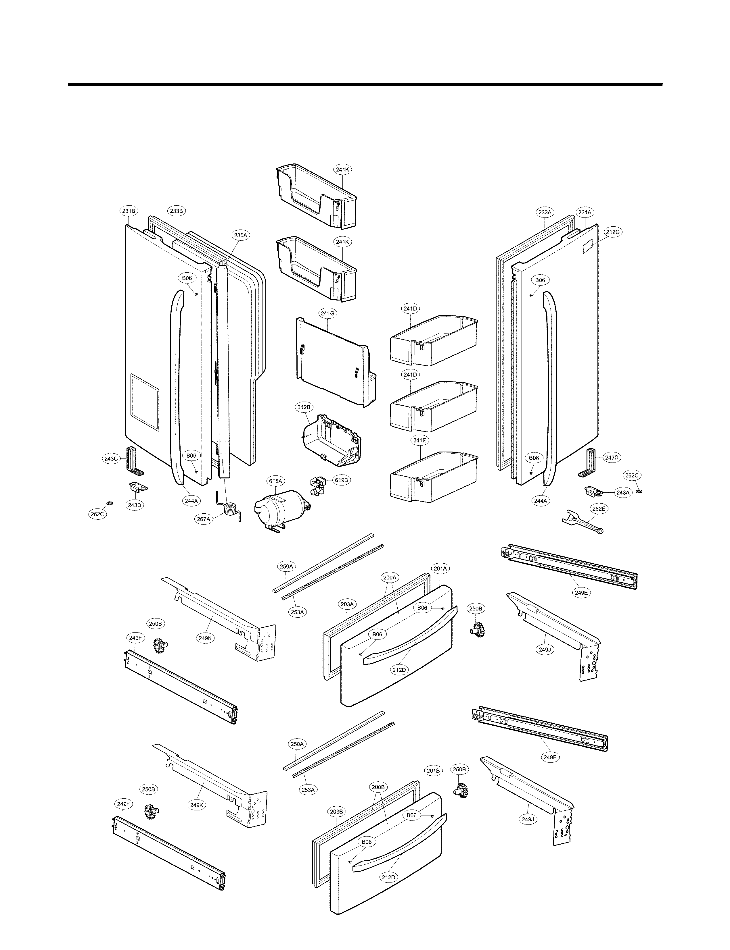 Door Parts Diagram and Parts List for 79572493610  Kenmore Refrigerator