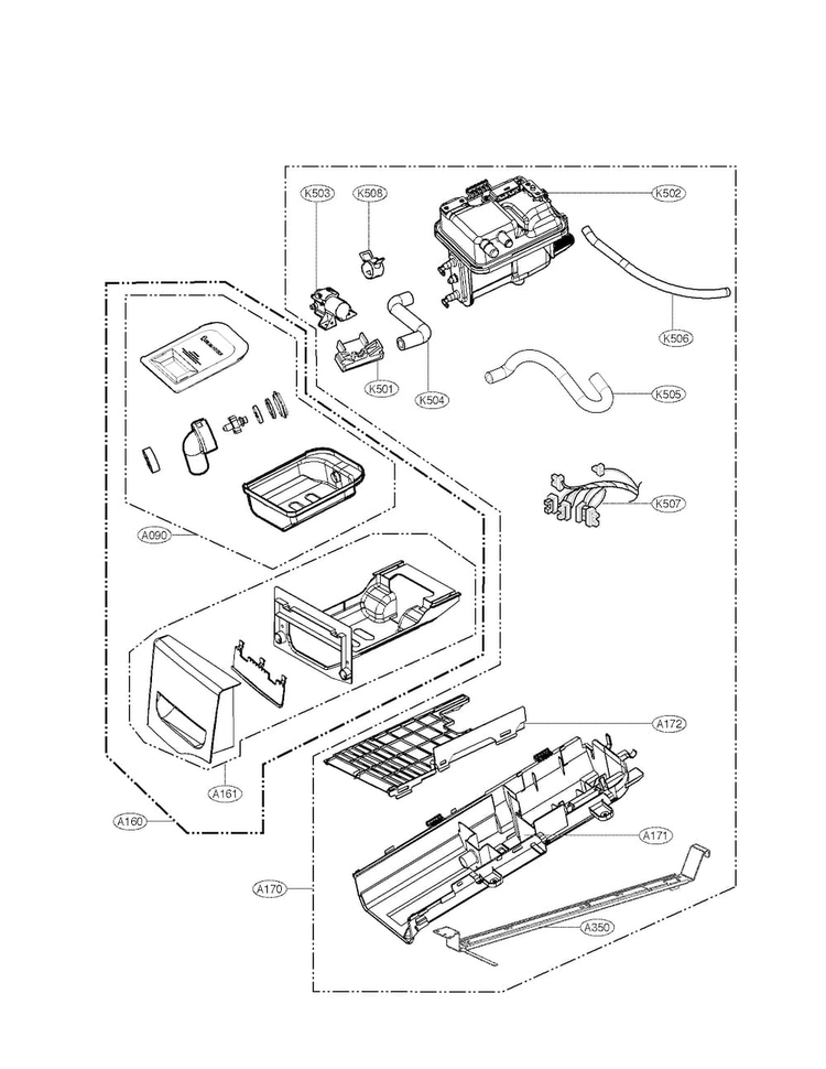 Guide Assmbly Parts Assembly Diagram and Parts List for DLEX3885W  LG Dryer