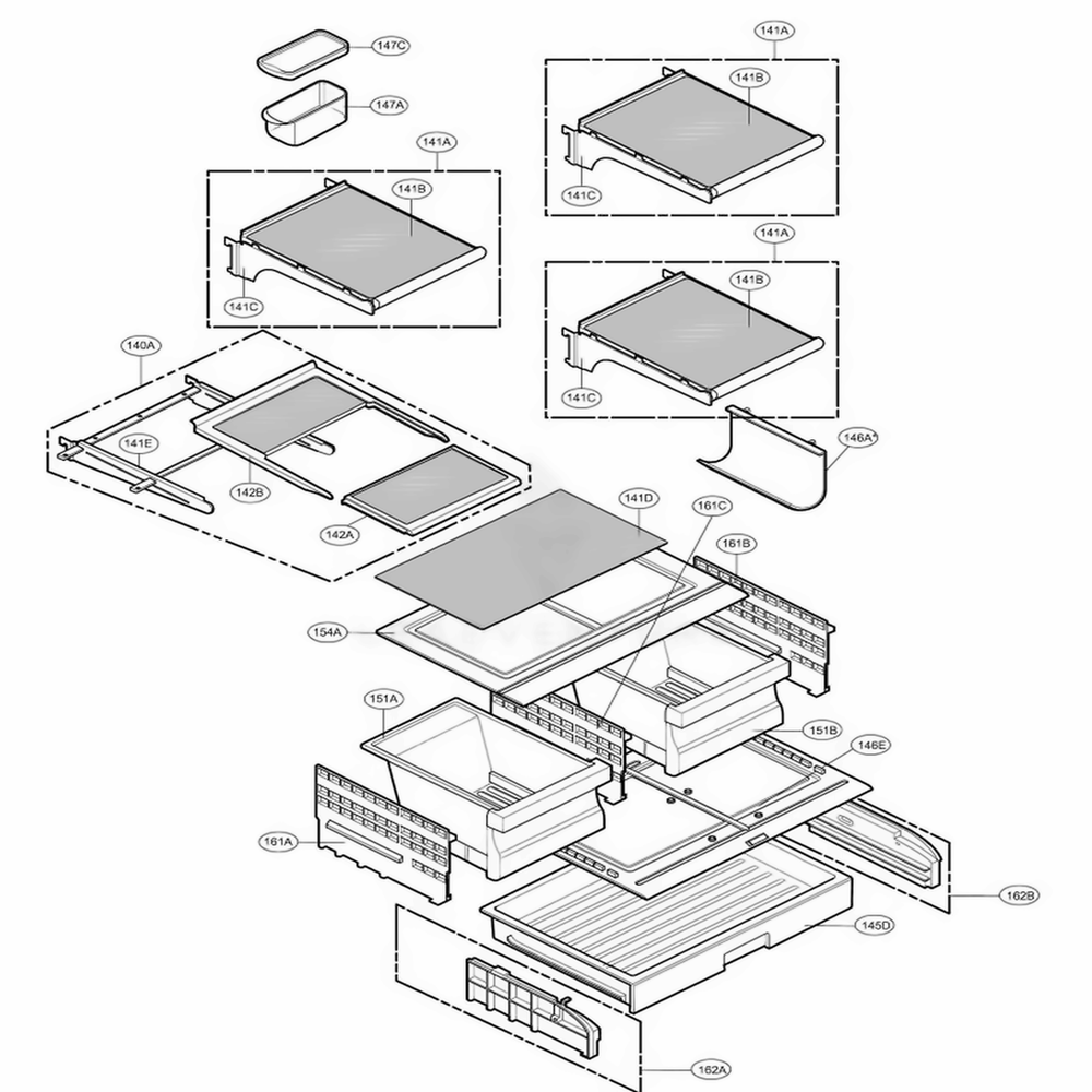 Refrigerator Parts Diagram and Parts List for 78544 ABI1SER LG Refrigerator