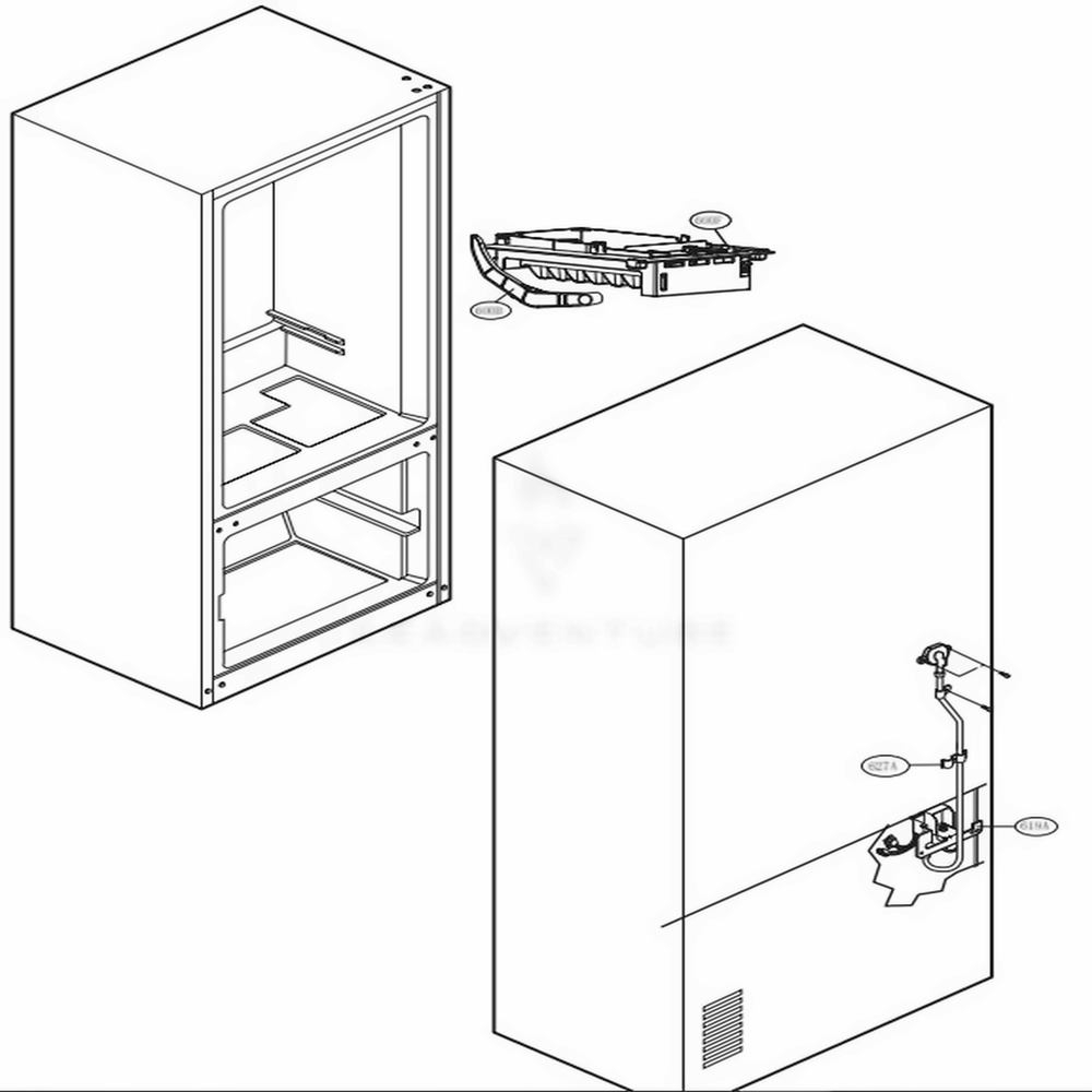 Ice Maker Parts Diagram and Parts List for LFCS25426S ASTCNA0 LG Refrigerator