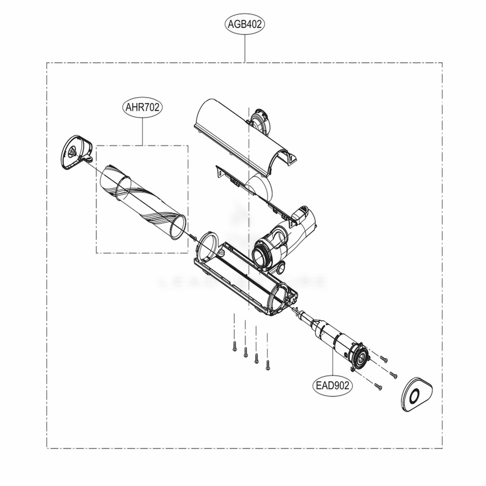 Carpet Nozzle Diagram and Parts List for A907GMS AIGELGA LG Upright Vacuum