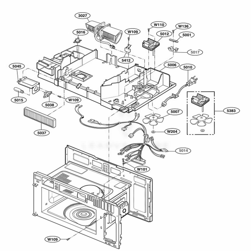 Interior Parts 2 Diagram and Parts List for MMV4205AAB ABKEMTG LG Range
