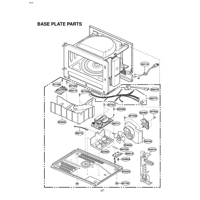 Section 1 Diagram and Parts List for LRMM1430SW AWHELGA LG Microwave Oven Combo