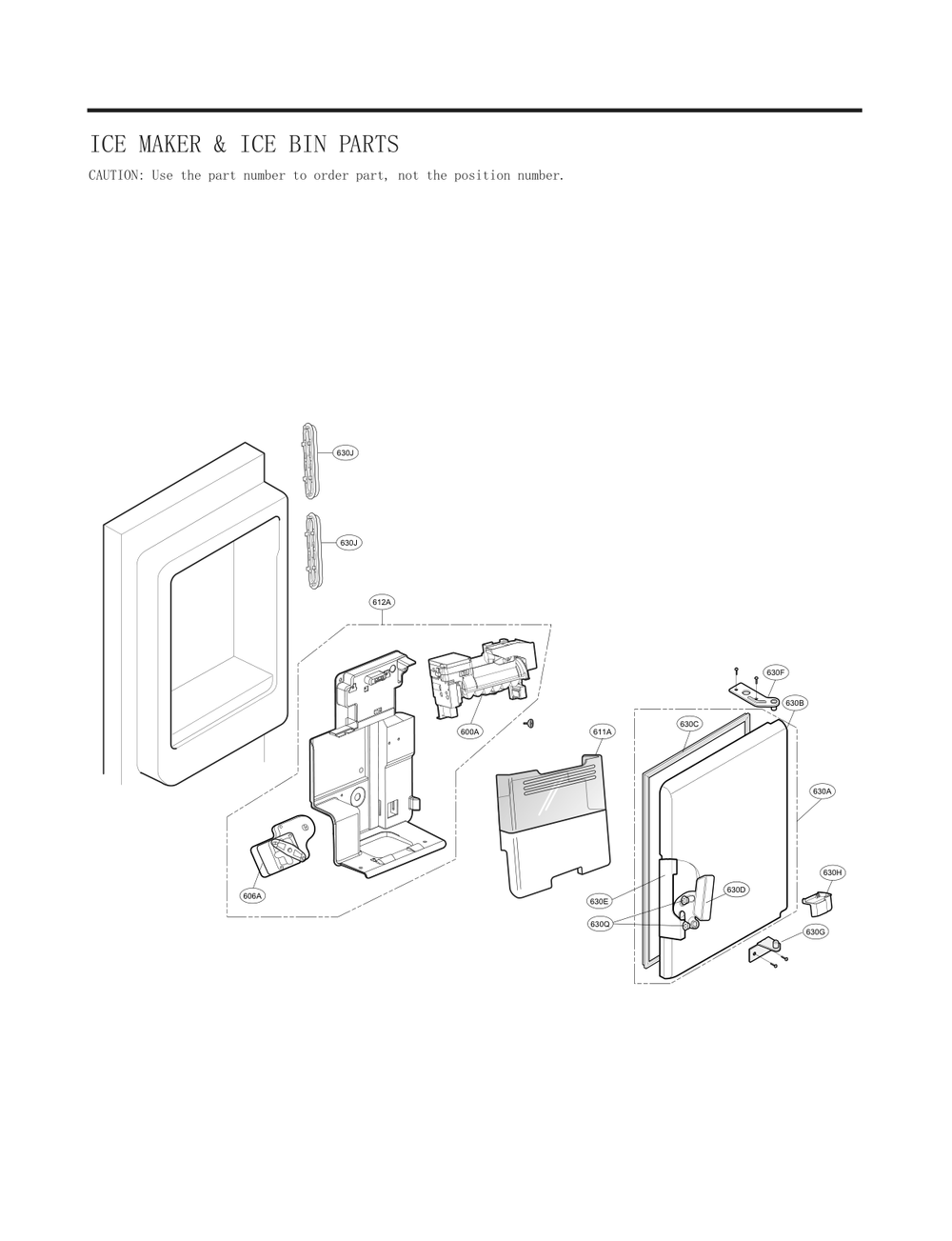 Ice Maker And Ice Bin Parts Diagram and Parts List for GC-L288NQJP ASWCNA4 LG Refrigerator