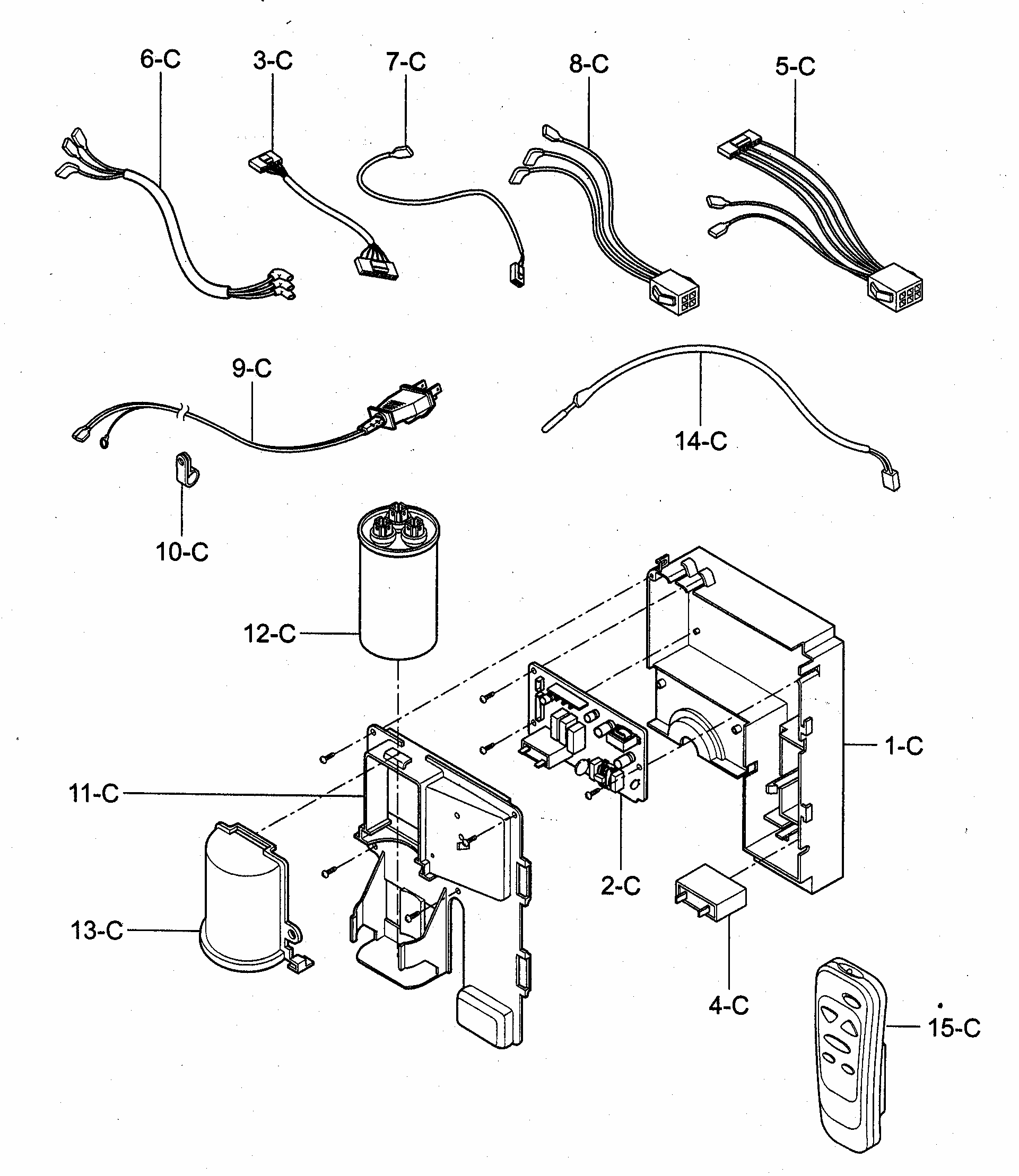 Control Box Assy Diagram and Parts List for 58073069301  Kenmore Air Conditioner