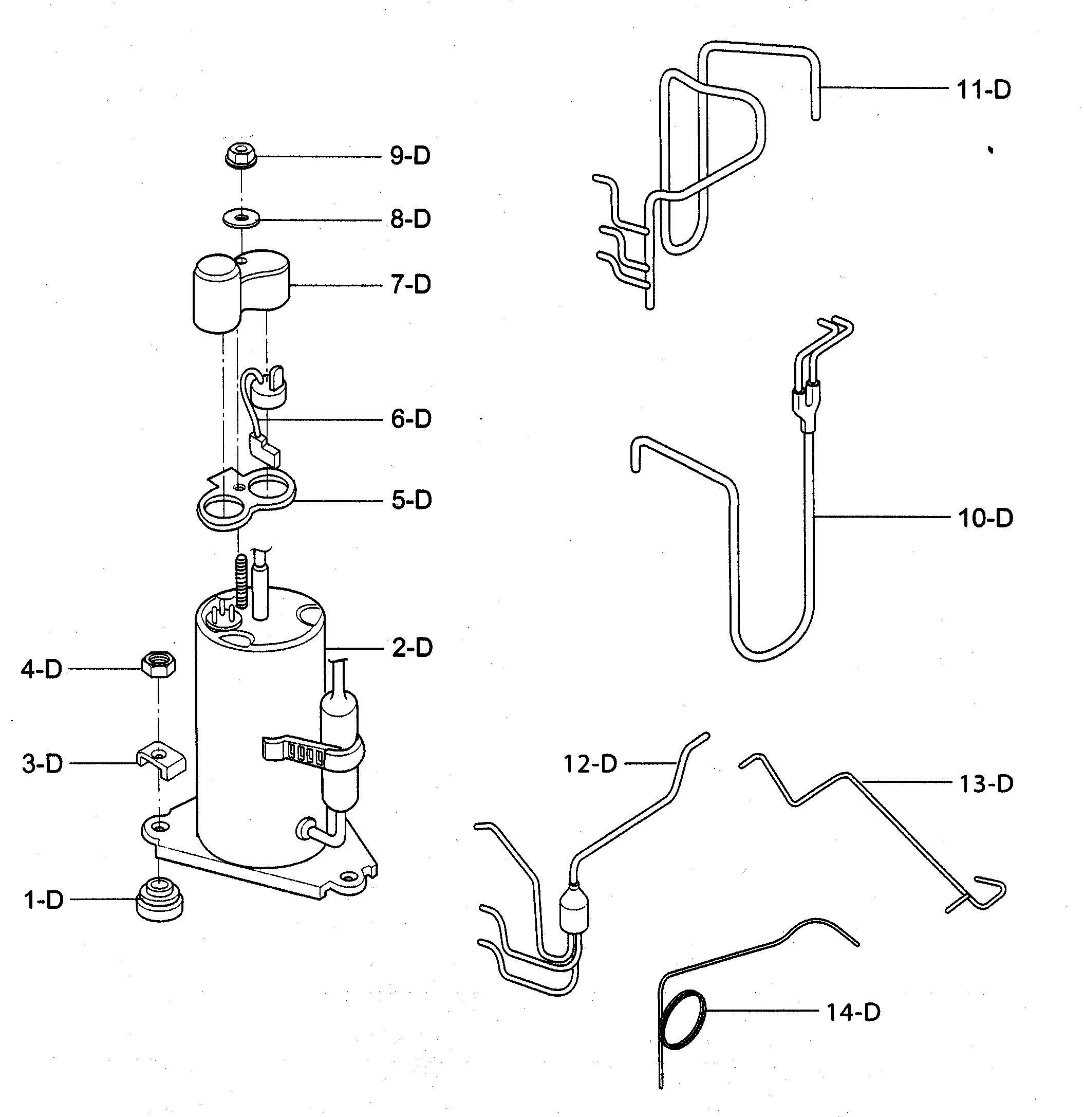 Compressor Parts Diagram and Parts List for 58074083400  Kenmore Air Conditioner