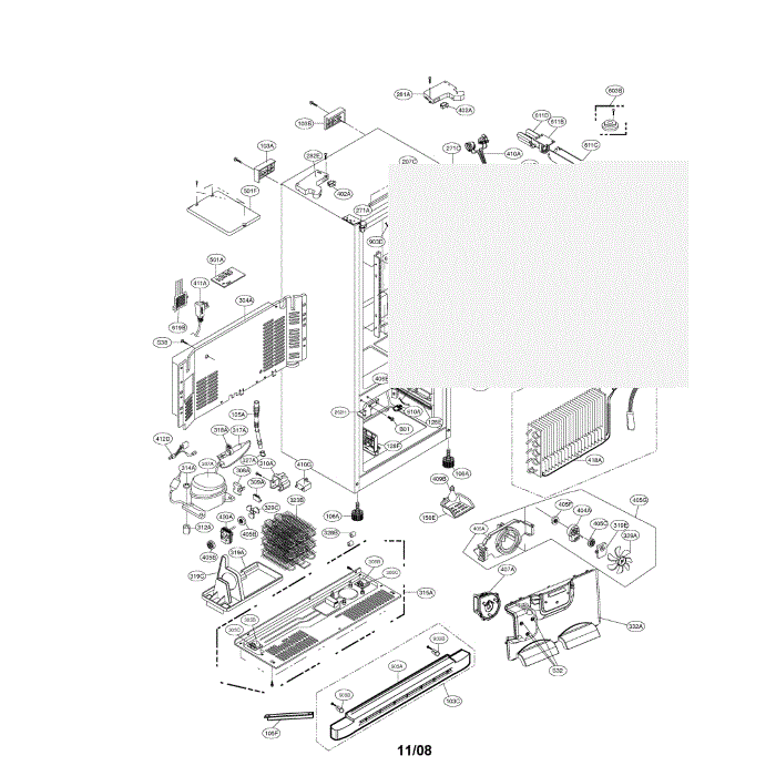Case Diagram and Parts List for LFX23961ST 00 LG Refrigerator