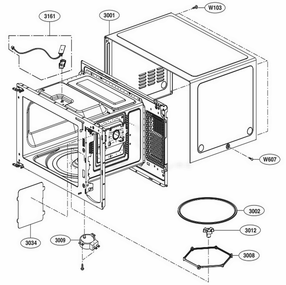 Oven Cavity Parts Diagram and Parts List for LMC0975SB CBKELNA LG Wall Oven