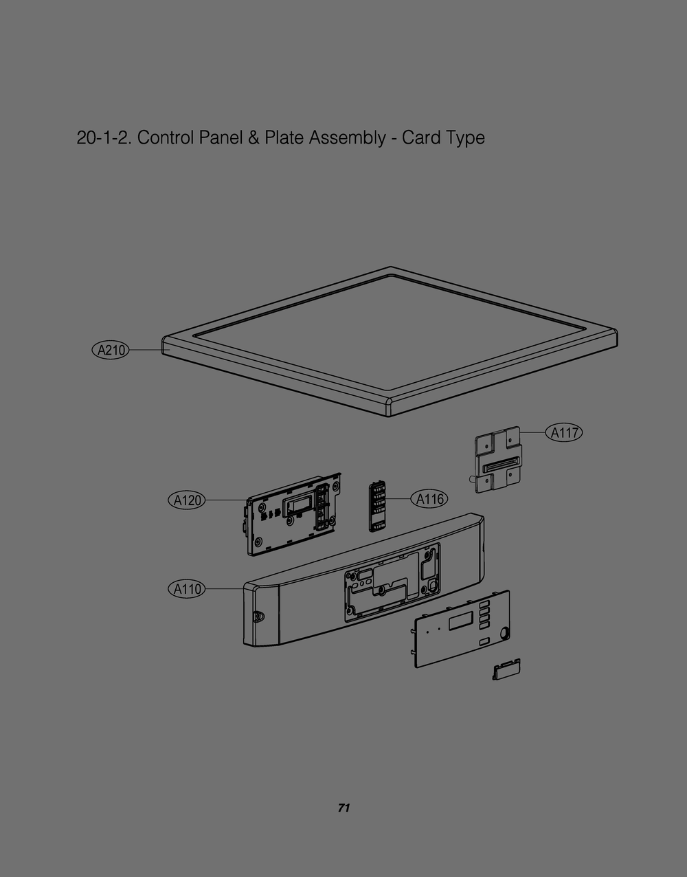 Control Panel And Plate Assembly Card Type Diagram and Parts List for GDL1329CED9 ASSEECI LG Dryer