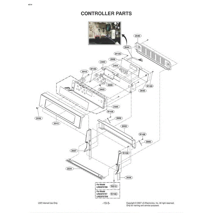 Section 2 Diagram and Parts List for LRE30757ST ASTLLGA LG Range