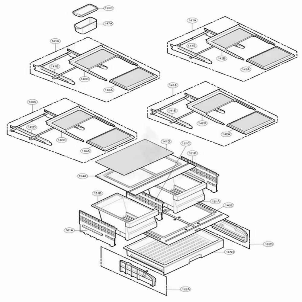 Refrigerator Parts Diagram and Parts List for 78719 AHM1SER LG Refrigerator