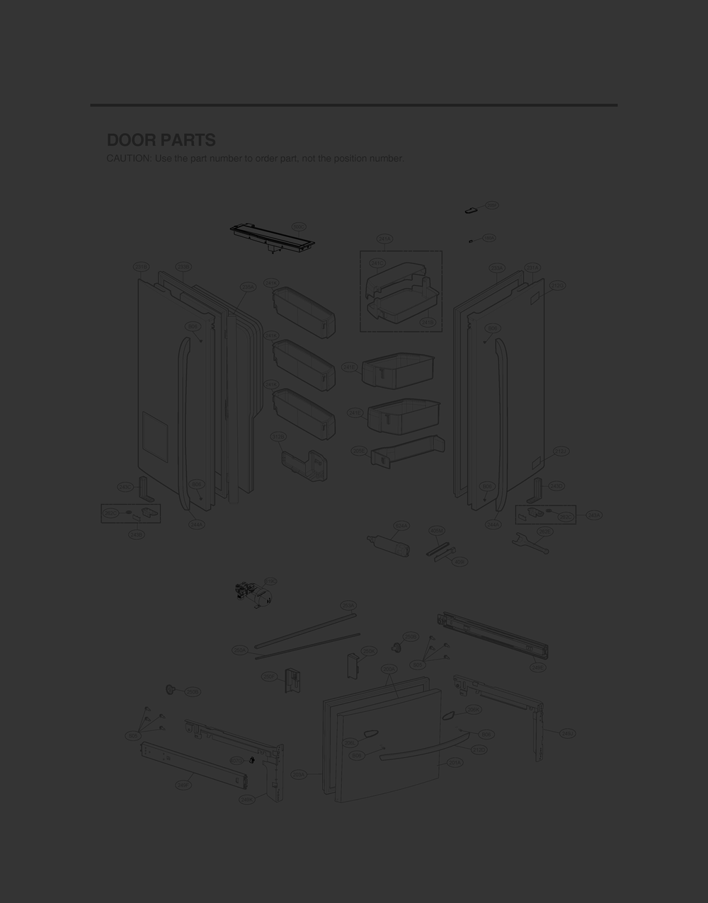 Door Parts Diagram and Parts List for GR-L268LMJM AMTCNA0 LG Refrigerator