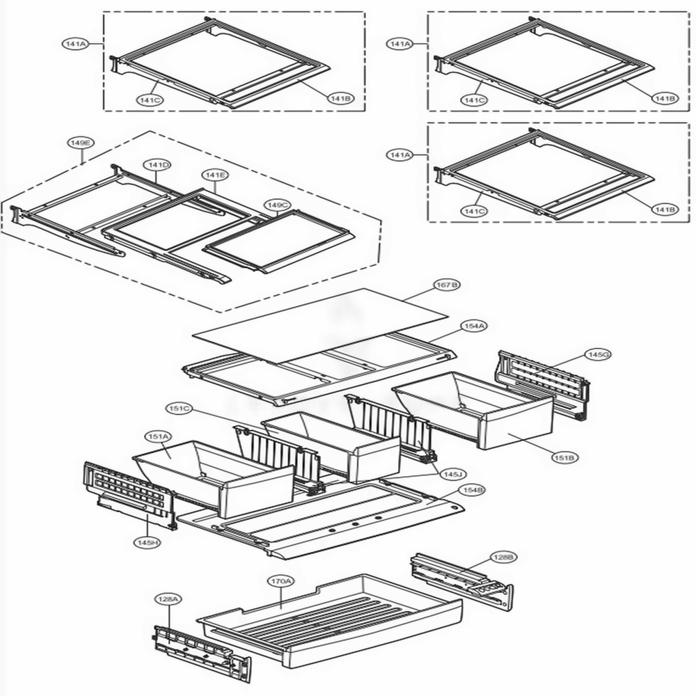 Refrigerator Parts Diagram and Parts List for LFX25978SB AWBCNA0 LG Refrigerator