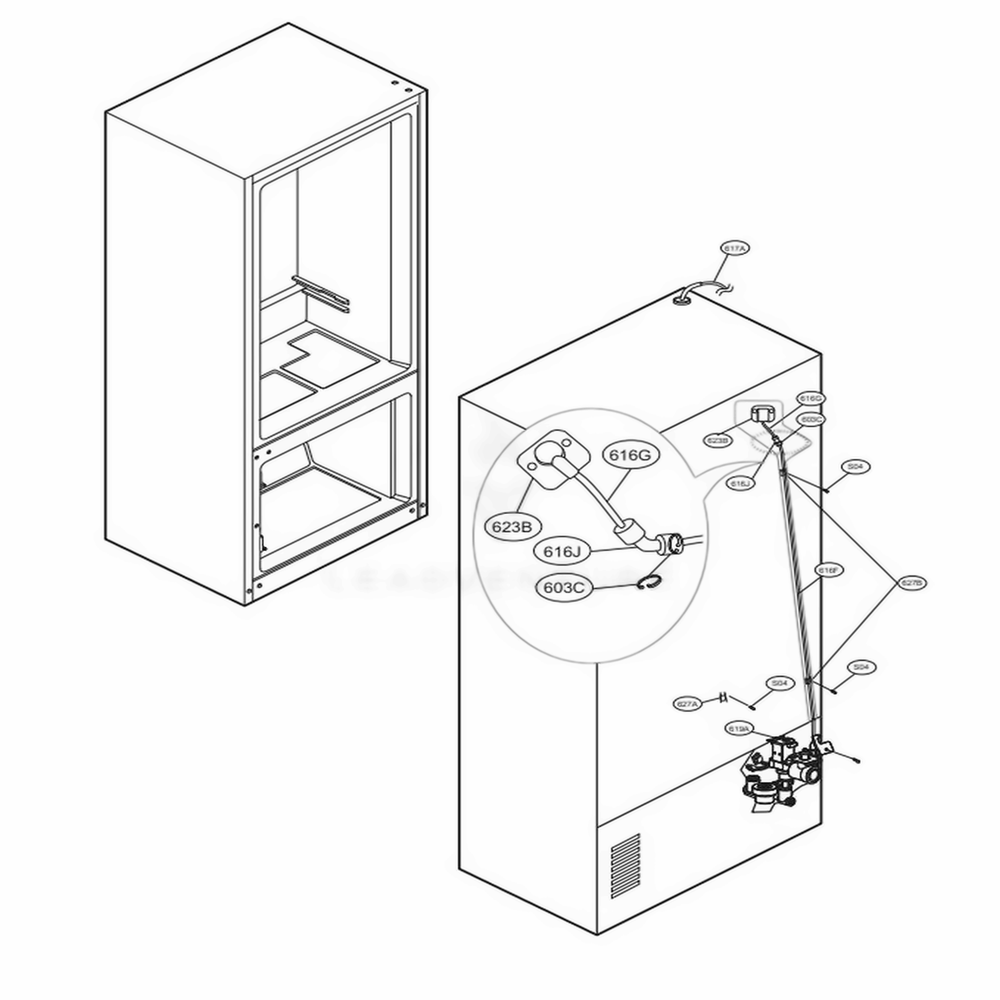 Valve And Water Tube Parts Diagram and Parts List for LMXS30796D ASBCNA1 LG Refrigerator