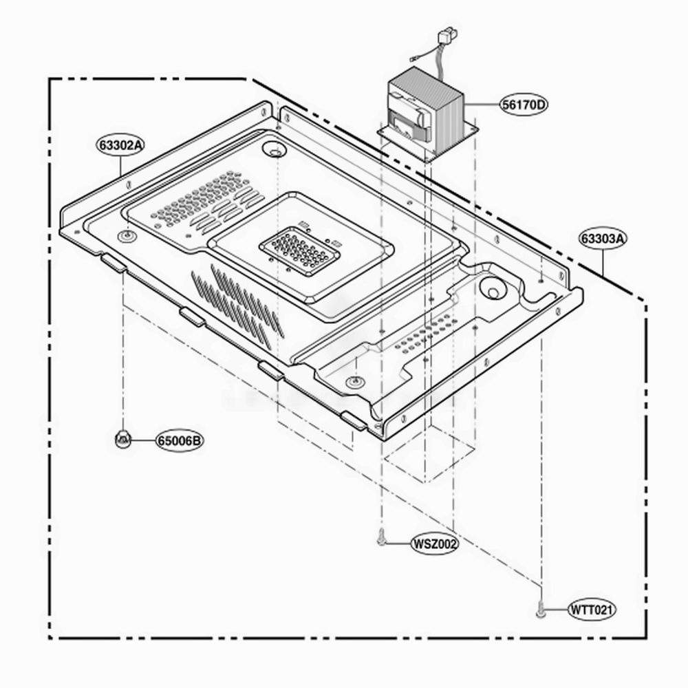 Base Plate Parts Diagram and Parts List for LRM1250W CWHELGA LG Wall Oven