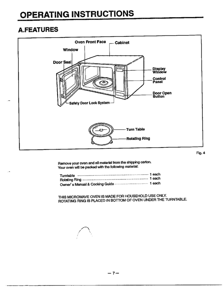 Operating Instructions Diagram and Parts List for 9247  LG Microwave