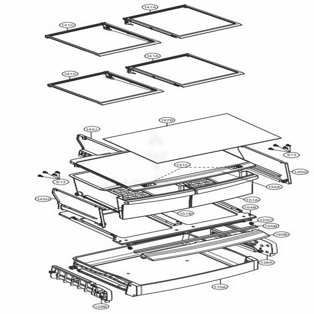Refrigerator Parts Diagram and Parts List for LFDS22520S ASTCNA3 LG Refrigerator