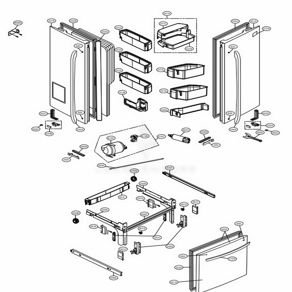 Door Parts Diagram and Parts List for 72059 AWBCSE5 LG Refrigerator