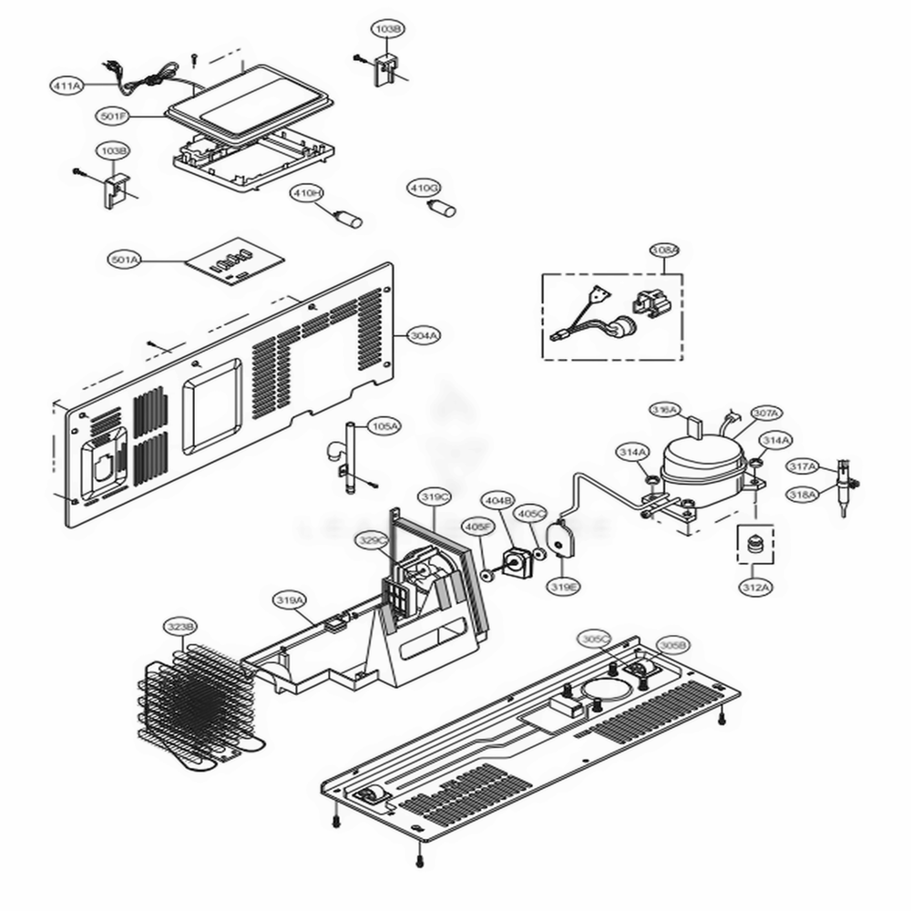 Machine Compartment Diagram and Parts List for 51733 ASTCSE0 LG Refrigerator