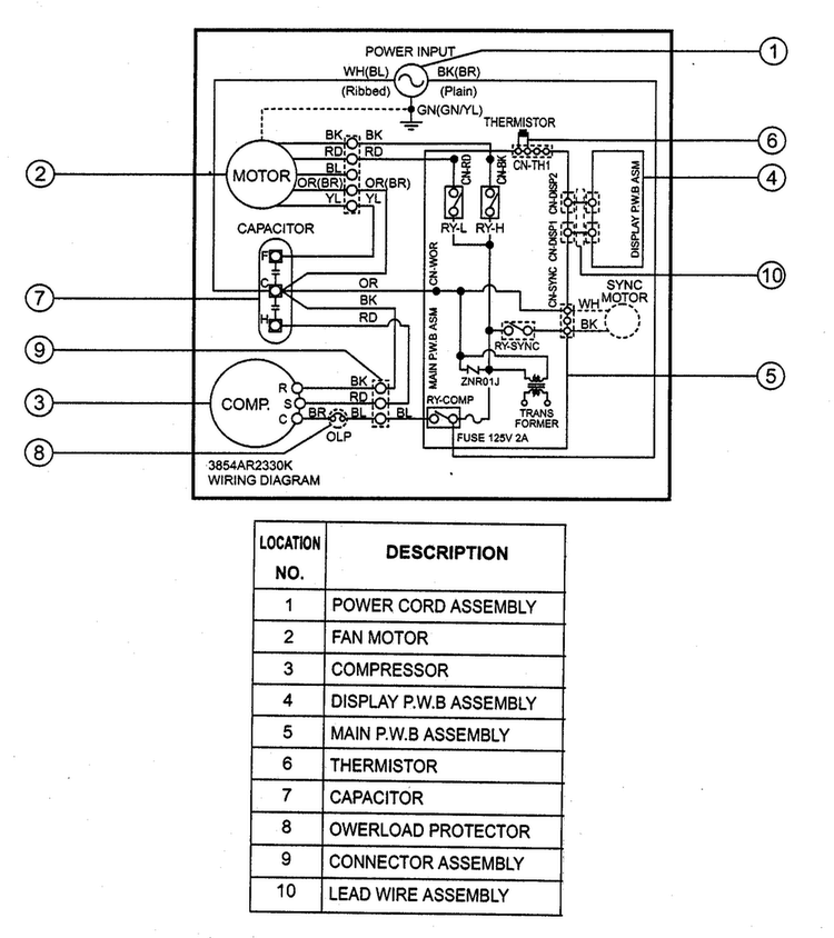 Wiring Diagram Diagram and Parts List for M5400  LG Air Conditioner