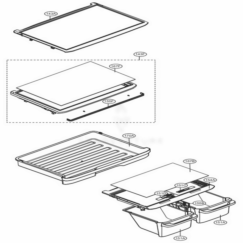 Refrigerator Parts Diagram and Parts List for LTCS24223W ASWCNA6 LG Refrigerator