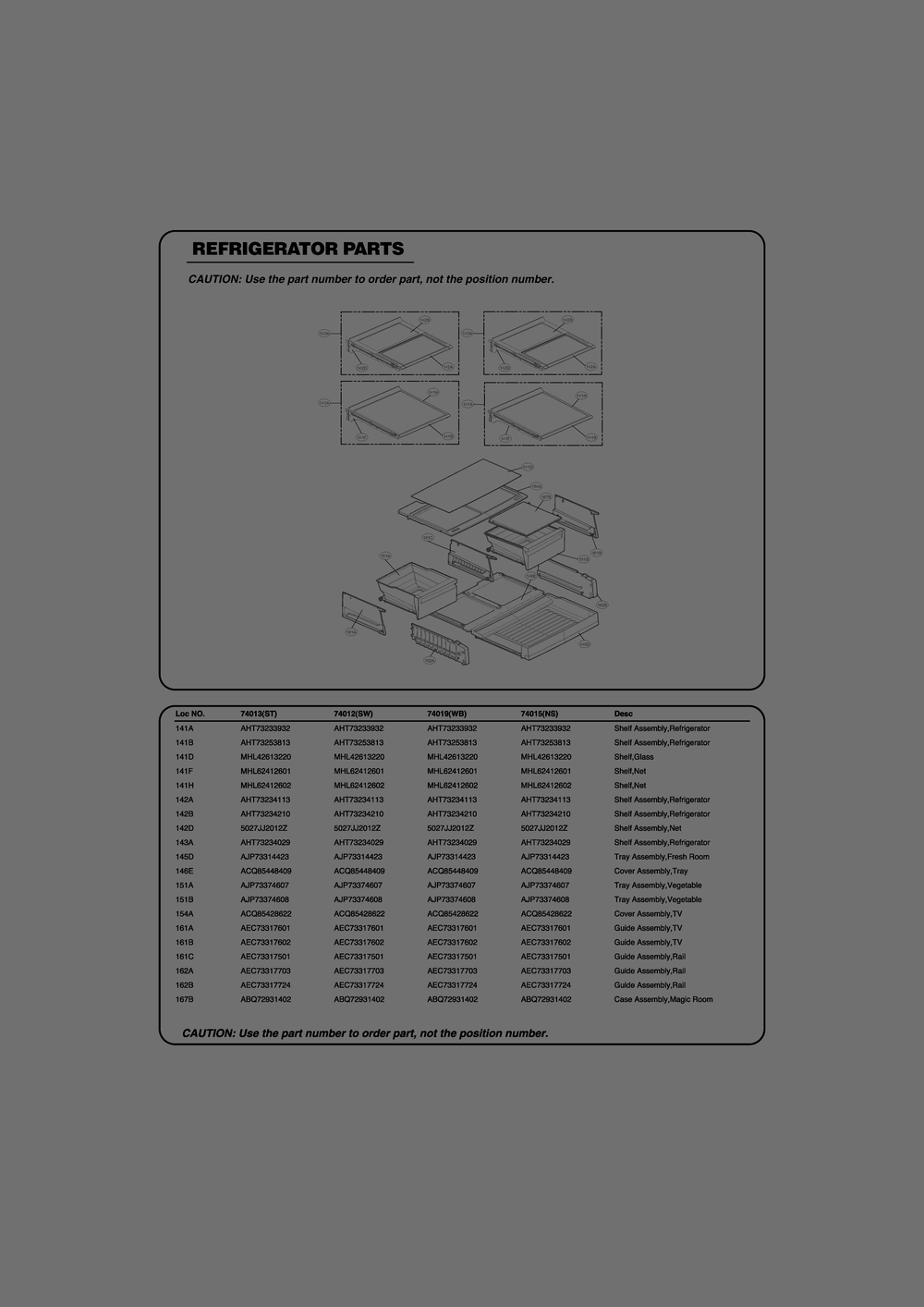 Refrigerator Parts Diagram and Parts List for GR-B318LQTM ANSCSE1 LG Refrigerator