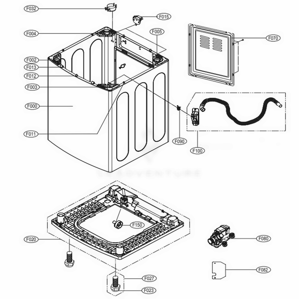 Out Case Assembly Diagram and Parts List for 29472 ABWESEU LG Washer