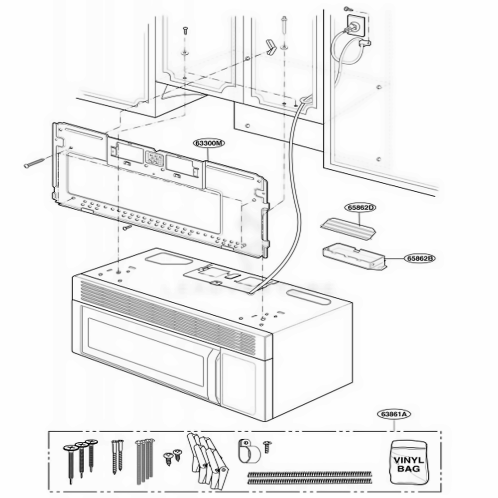 Installation Parts Diagram and Parts List for 79602 KWHESEG LG Range