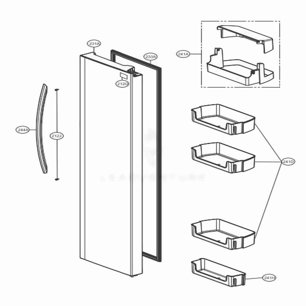 Refrigerator Door Part Diagram and Parts List for LSXC22426S ASTCNA3 LG Refrigerator