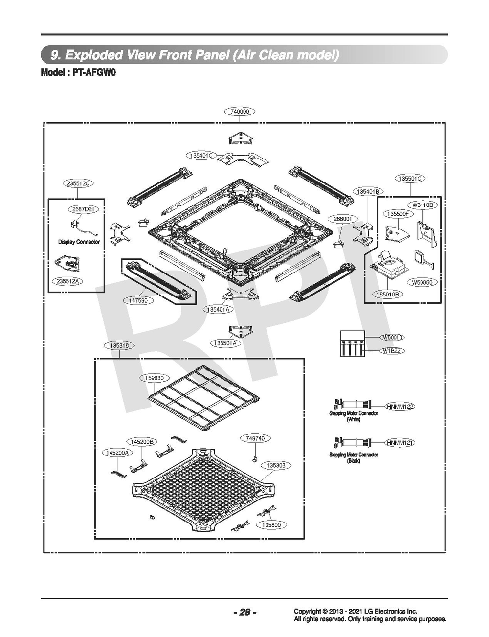 Diagram Diagram and Parts List for PT-AFGW0 ENCXLUS LG Bath & Ventilation Fan