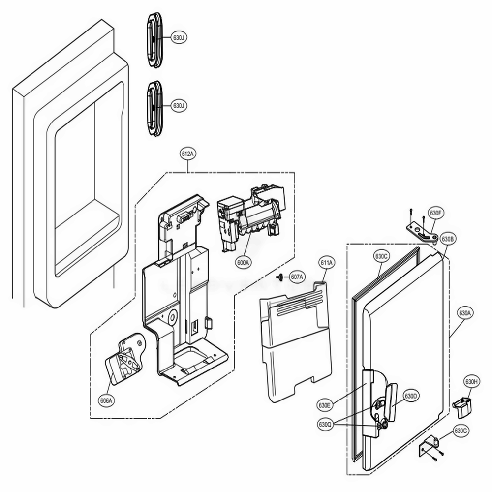Ice Maker And Ice Bin Parts Diagram and Parts List for LFX31925SW ASWCNA5 LG Refrigerator