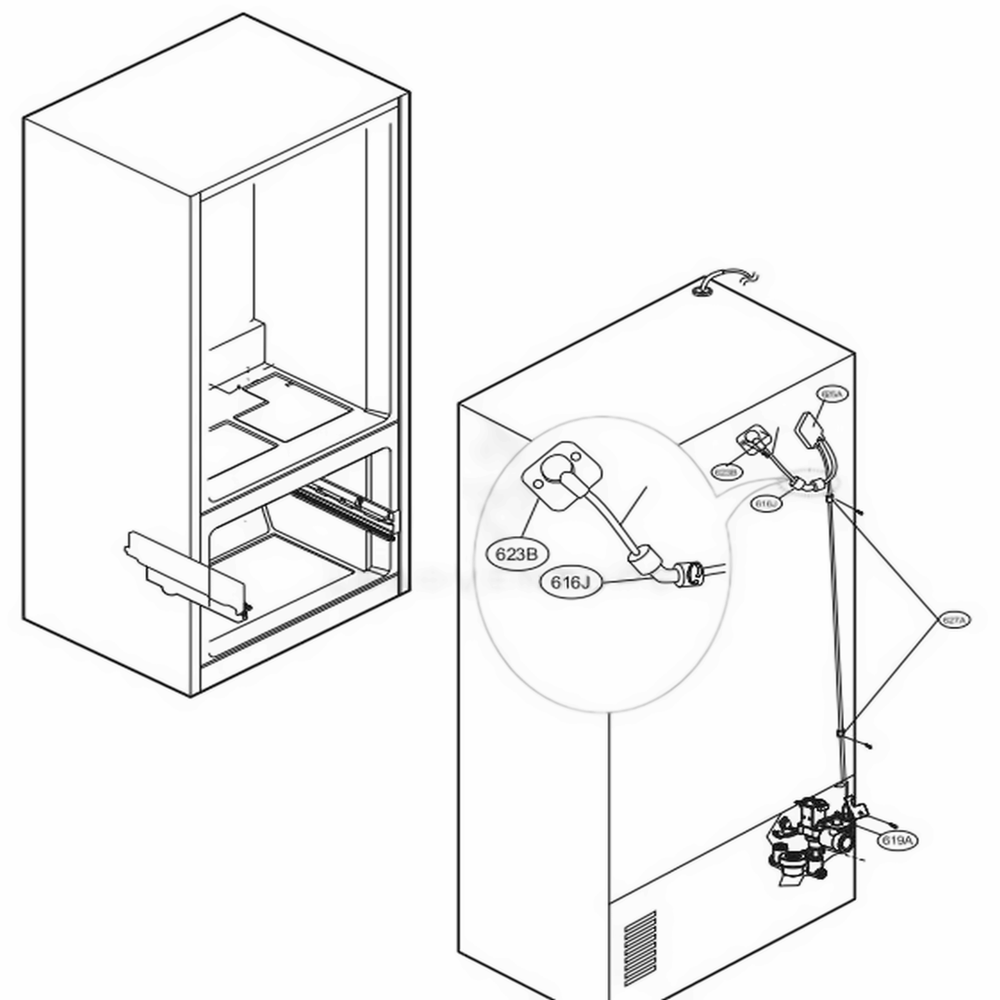 Valve And Water Tube Parts Diagram and Parts List for LFXS28968D ASBCNA4 LG Refrigerator