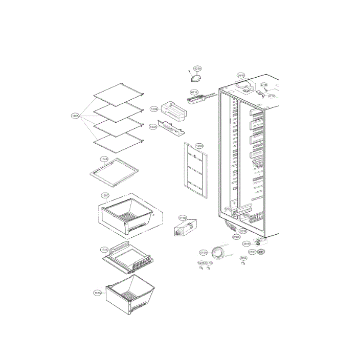 Refrigerator Compartment Diagram and Parts List for LSXS26466S 00 LG Refrigerator