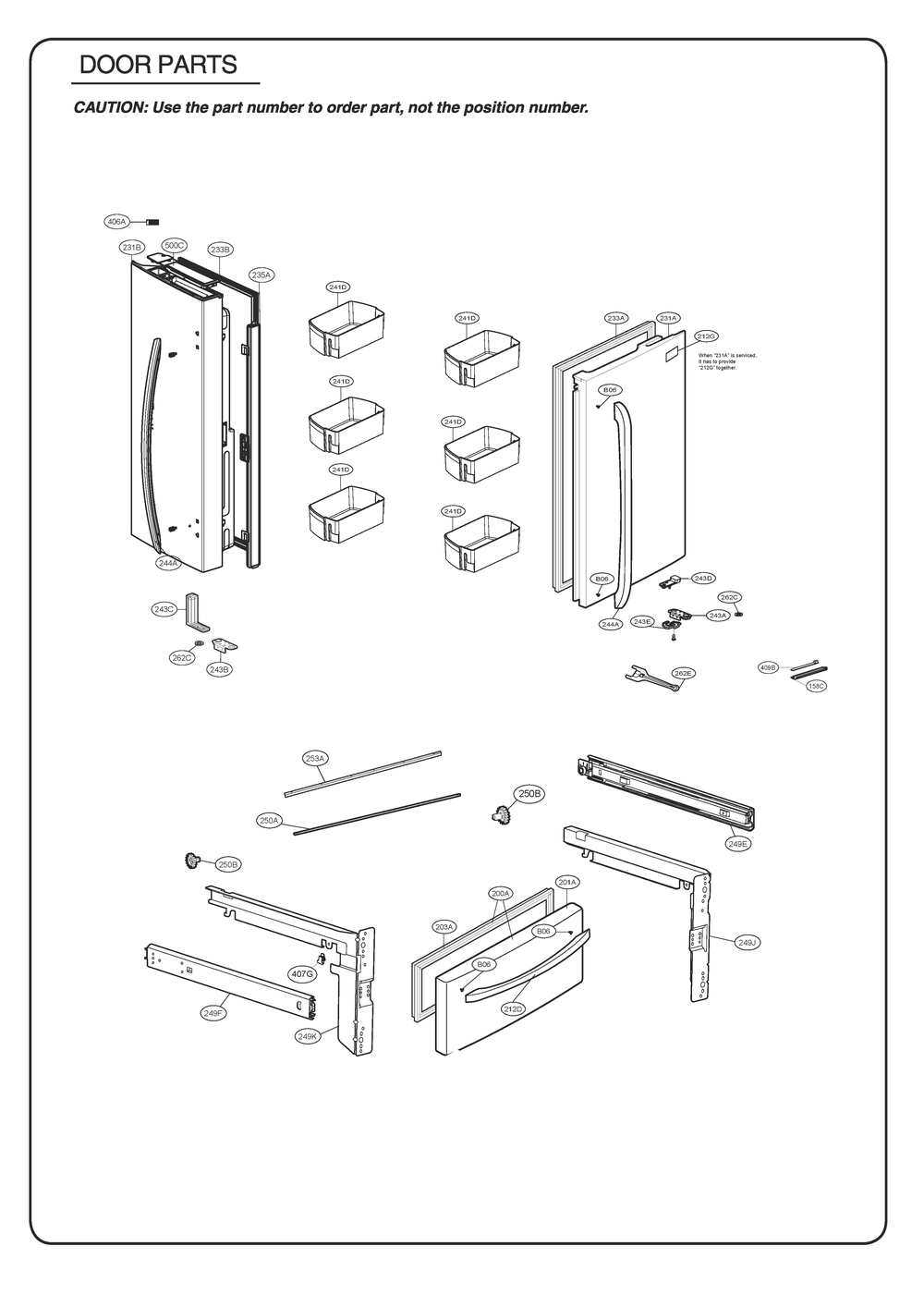 Door Parts Diagram and Parts List for GR-B288NSUM ASTCSE0 LG Refrigerator