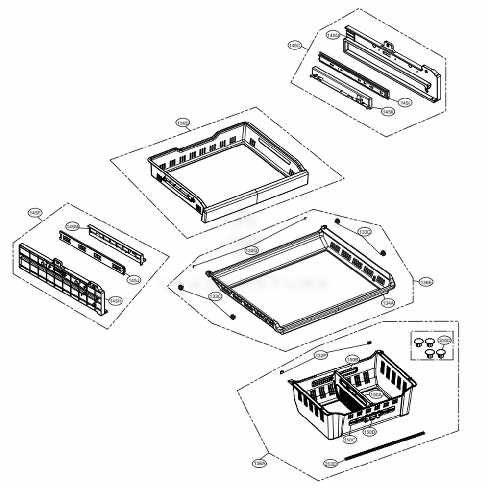 Freezer Parts Diagram and Parts List for LMXS30776S ASTCNA4 LG Refrigerator