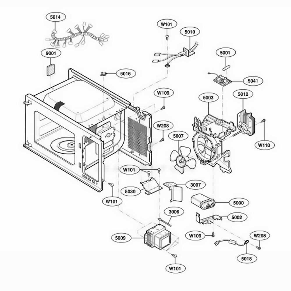 Interior Parts Diagram and Parts List for 66464 CBSESEA LG Range