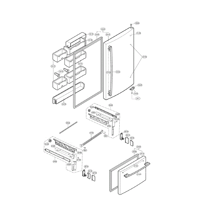 Door Diagram and Parts List for LDN22735SB 00 LG Refrigerator