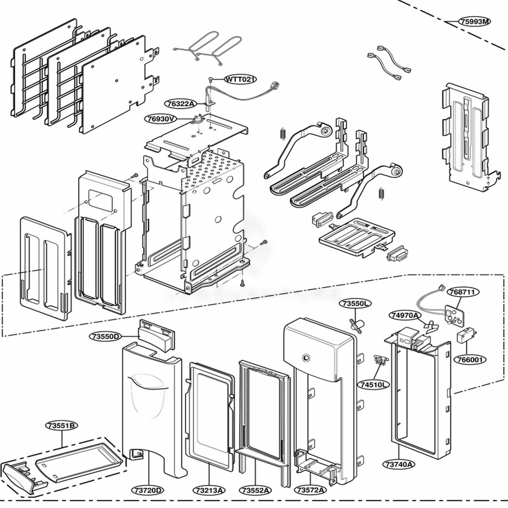 Toaster Parts Diagram and Parts List for LTM9020W01 CW2ELGA LG Range