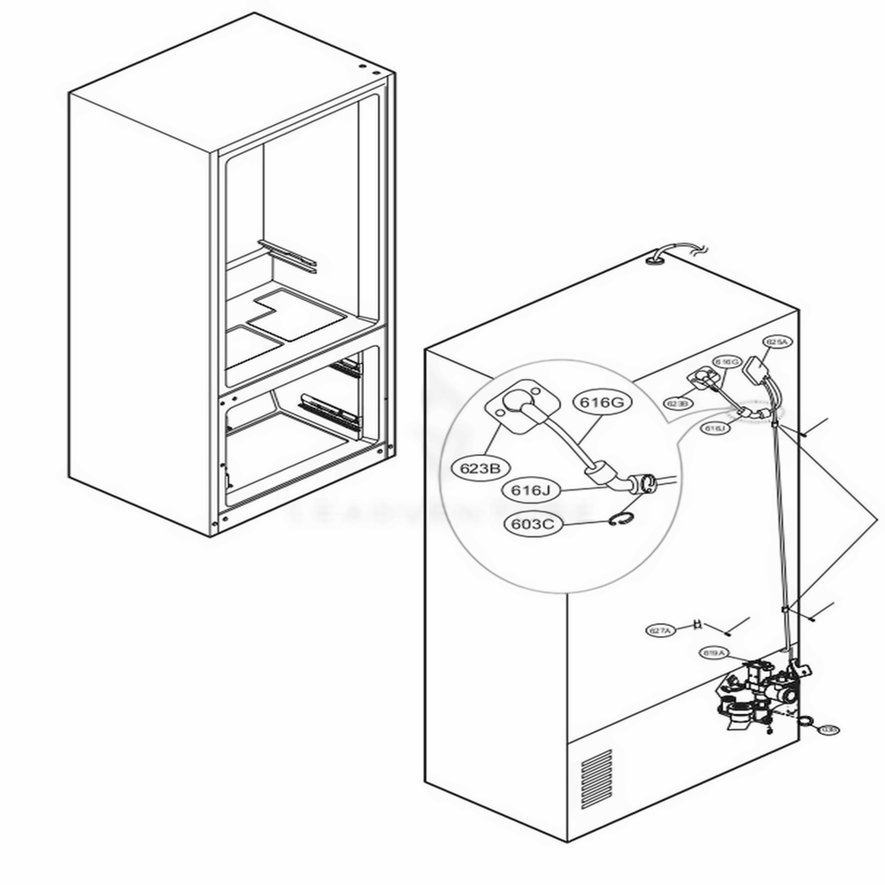 Valve And Water Tube Parts Diagram and Parts List for LFXS30766S ASTCNA3 LG Refrigerator